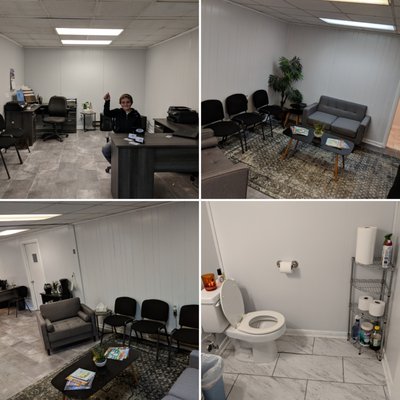 Our office, bathroom and waiting area