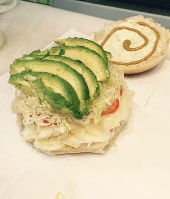 Swiss cheese ,tomato,lettuce and avocado... Mayo and mustard!!