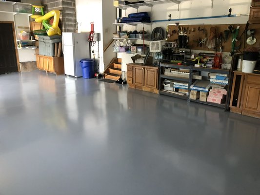 Gray nonslip garage epoxy.