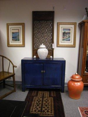 Chinese antique blue lacquered chest