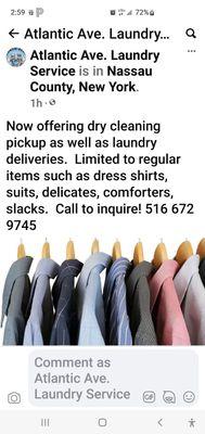 We've added Dry Cleaning pickups now also!  Call to book. 516 599-9274