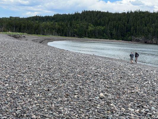 Left side of expansive rock beach