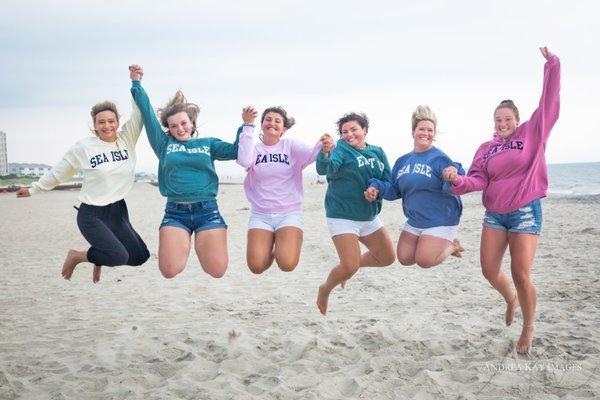 Our crew wearing our signature Sea Isle and Exit 17 sweatshirts...