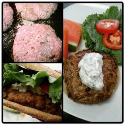 Gyro (lamb) burger with handmade tzatziki.