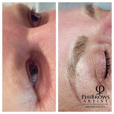 Little to no eyebrow hairs and on mature skin? No problem. Microblading advance techniques from Phibrow Artist, Rizelle.