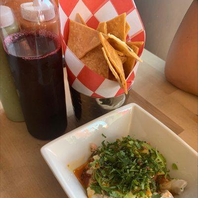 Catch of the Day Ceviche and hibiscus tea