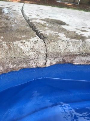 Edging of pool crumbling