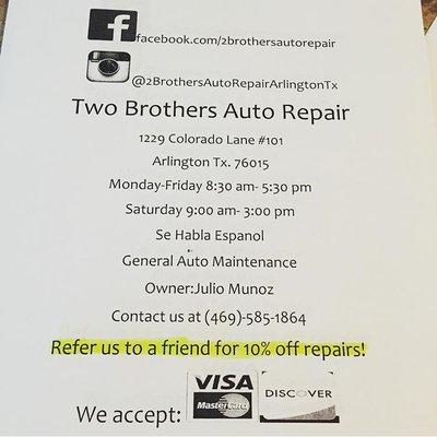 Refer us to a friend for 10% off repairs!