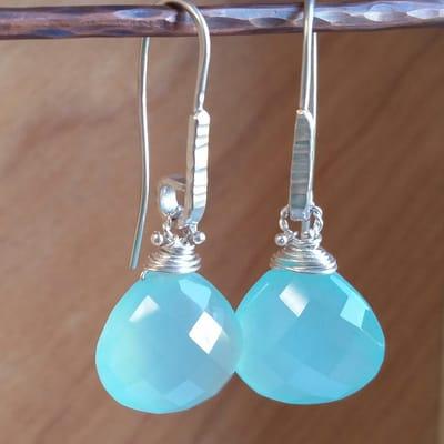 Blue Chalcedony Briolette Earrings