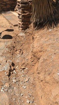 Shallow trench (trench after removal of footer)