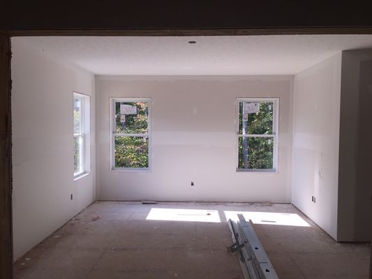 This is a master bedroom has a knock down texture on the ceiling, this is our finished work