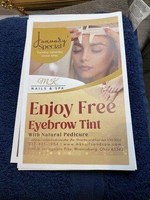 Free eyebrow tint!!!