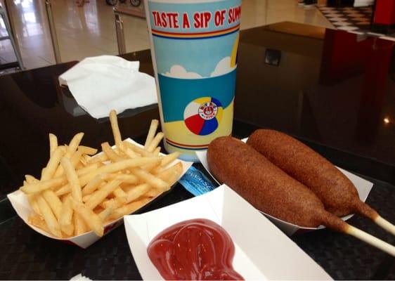 2 corndogs, 1 french fry, 1 lime lemonade - $11.01 (September 2012)