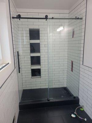 Frameless Bypass Rolling Shower Door