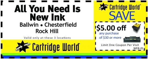 Save at Cartridge World St Louis for all your ink and toner printer cartridge needs.