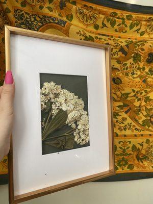 Gold Frame, Green Background, Flowers