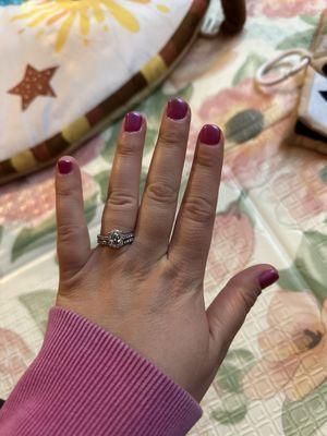 Gel nails (OPI Candy Apple Red + translucent chrome)