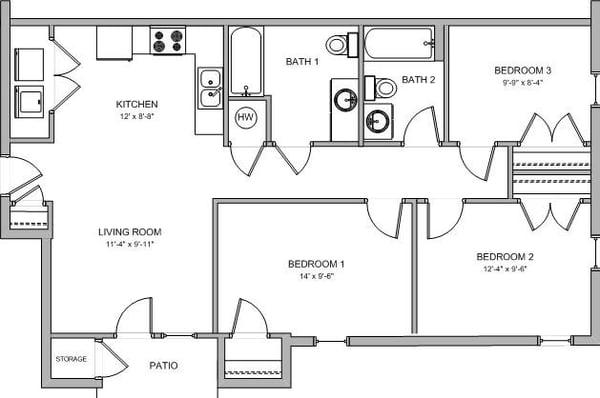 3-Bedroom Floor Plan