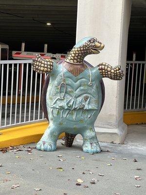 Doctor Turtle Statue outside the parking garage