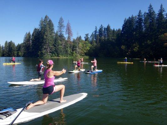 Stand-Up Paddle Board workouts  in July at Lacamas Lake - spearsstrong.com/adventures