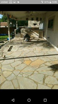 Finish bbq pit and stone floor from one of our clients