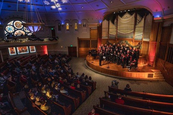 Indianapolis Arts Chorale performing in December 2018 at Indiana Landmarks Center in Indianapolis.