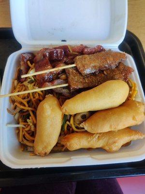 #34 ($13) - Lo Mein, Chicken Fingers, Beef Teriyaki, Boneless Spare Ribs - 2/5