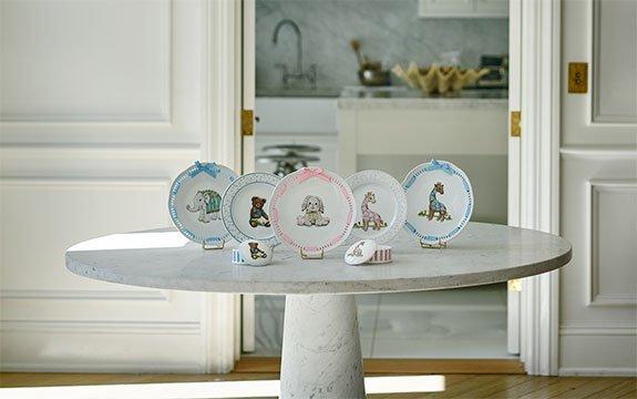 Baby plates, which can be personalized with the baby's full name and birthdate.