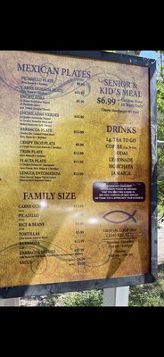 Drive thru menu (left to right, right side)