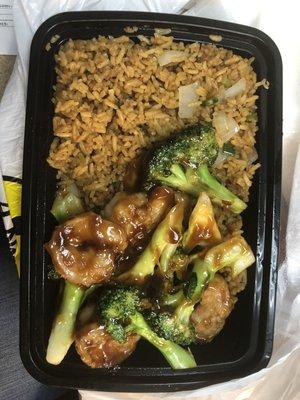 Shrimp and Broccoli with Fried Rice