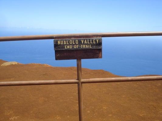 The end of Nualolo trail on Na Pali Rim tour.