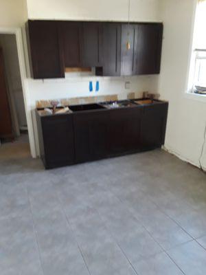 Counter, Cabinets, and Tile Installation