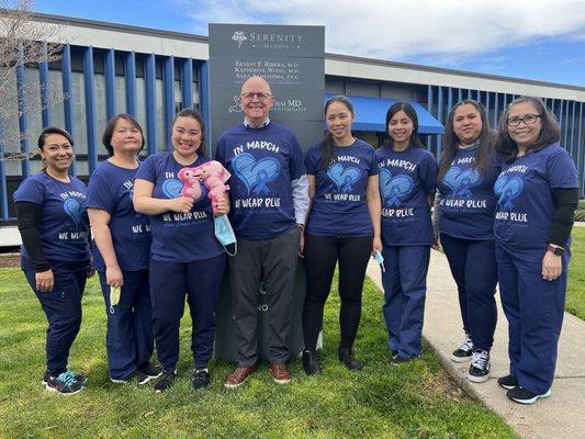 All dressed in blue for Colon Cancer Awareness!