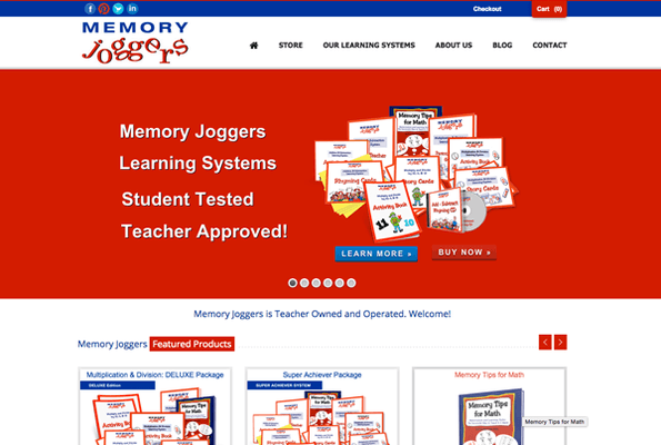 Client Site: Memory Joggers educational learning system and products  educational products E-commerce website.