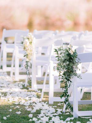 Wedding Aisle Markers with White Petals