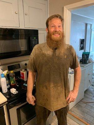 Hemel Electrician Craig after he emerged from a very dirty crawl space.