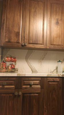 Walnut Cabinet with Brittanica Gold Quartz