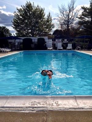 Unwinding poolside near the docks after returning from our sail around Martha's Vineyard.