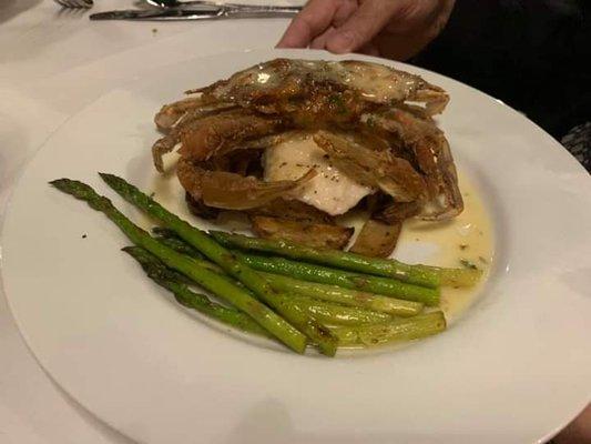 Main Street Grouper with Fried Soft Shell Crab & Tomato Meuniere