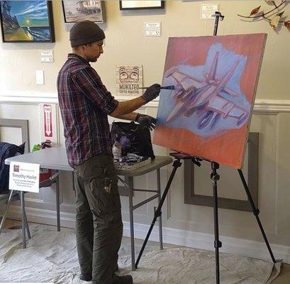 Whidbey Artist Timothy Haslet showing why he was voted artist of the year. Come in and see some of his works that showcase Whidbey Island.