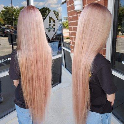 Pretty long hair with new rose gold hair color.