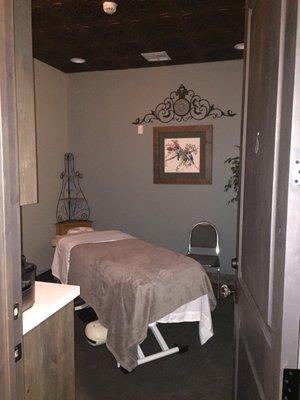 His beautiful warm, welcoming suite at Haven Salon Studios.