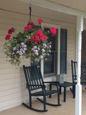 A cozy place on our front porch where you can enjoy our Hometown Hospitality