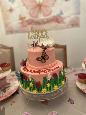 Customized butterfly two tier cake