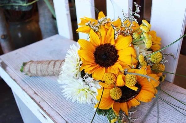 Sunflower wedding bouquet