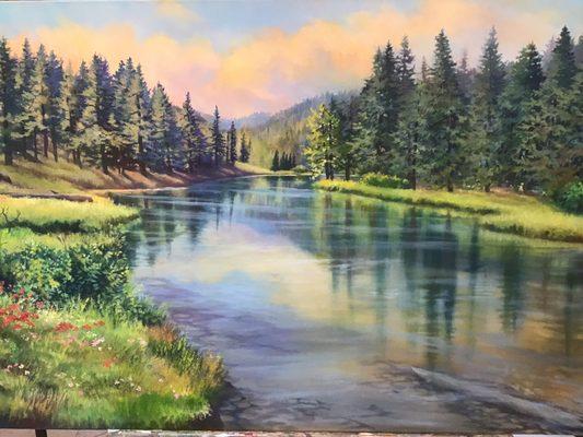 Truckee River Spring 24 x 36 oil by Barbara Davies. Available at Art Obsessions Gallery Reno NV