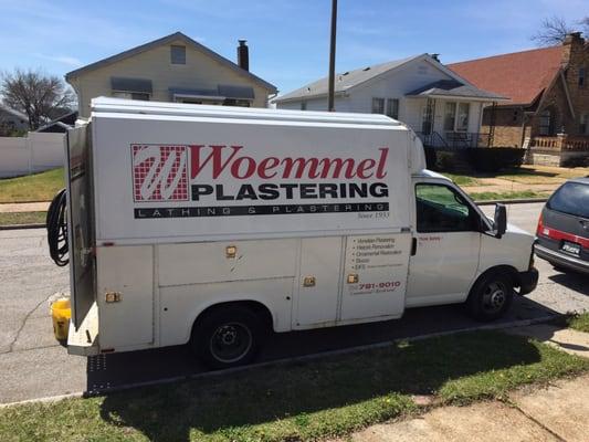 Truck parked in front of worksite