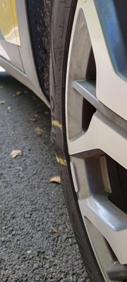 A bubble that formed on my "new"tire. I get why the company doesn't want them on their cars anymore.