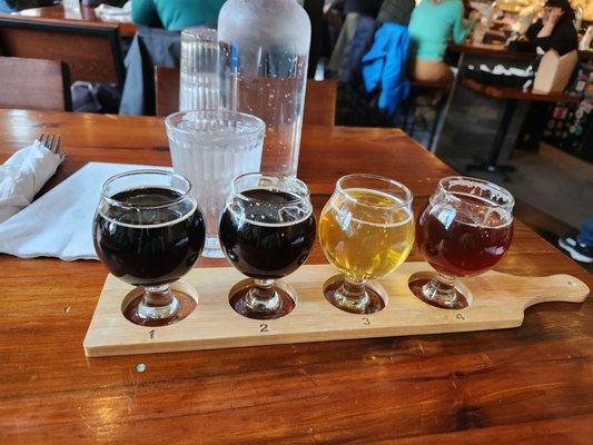 Flight with Been Czar, Done That, Irish Night, OLB Lager Beer, and Telegraph Hill (left to right)