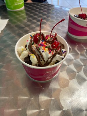 Cake batter froyo with the good stuff!